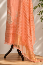 Peach Pink Pure Chanderi Set