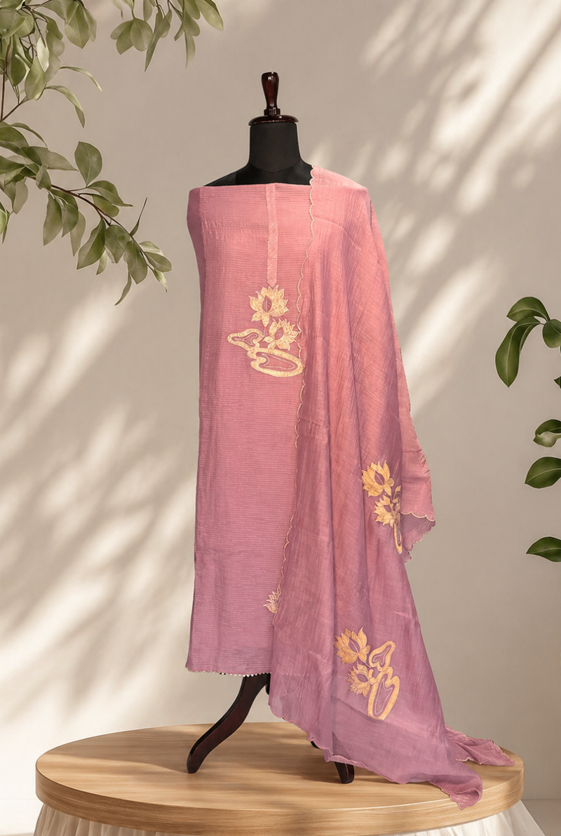 Lilac Crushed Chanderi Set