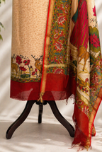 Beige and Rust Orange Maheshwari Set