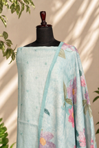 Light Blue Embroidered Jute Set
