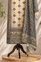 Beige Kantha Sticth Chanderi Set