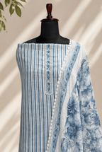 Blue Striped Chanderi Set