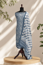 Blue Hand Block Printed Chanderi Set