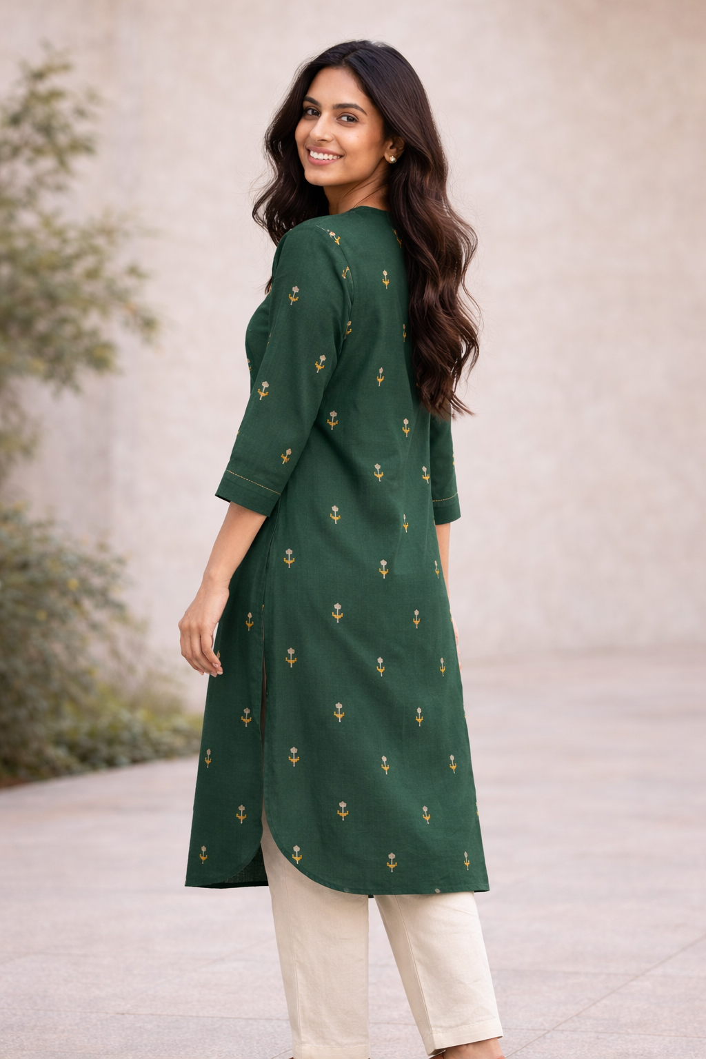 Deep Green Cotton Kurta