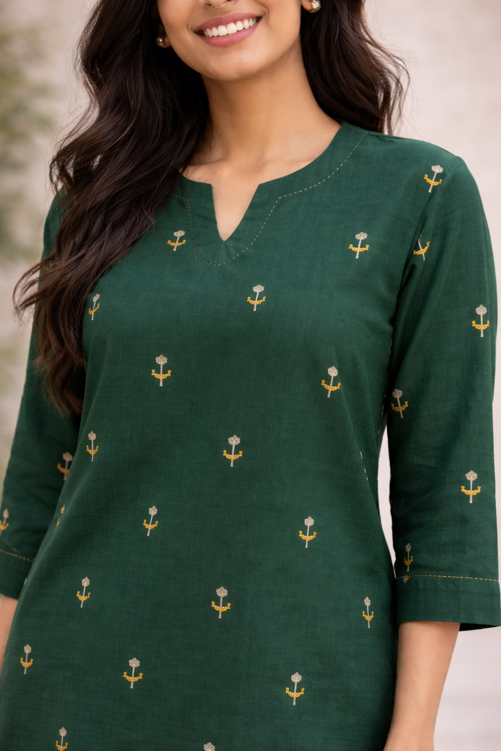 Deep Green Cotton Kurta