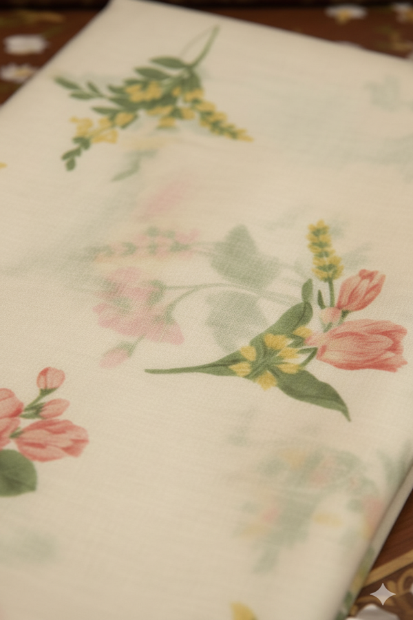 Ivory Floral Mul Chanderi