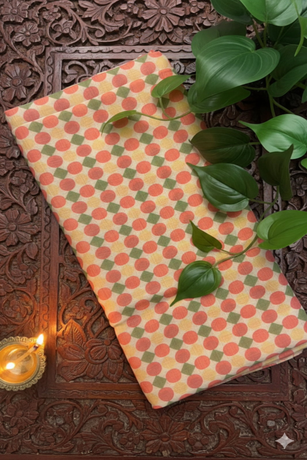 Ivory Base Germetrical Printed Chanderi