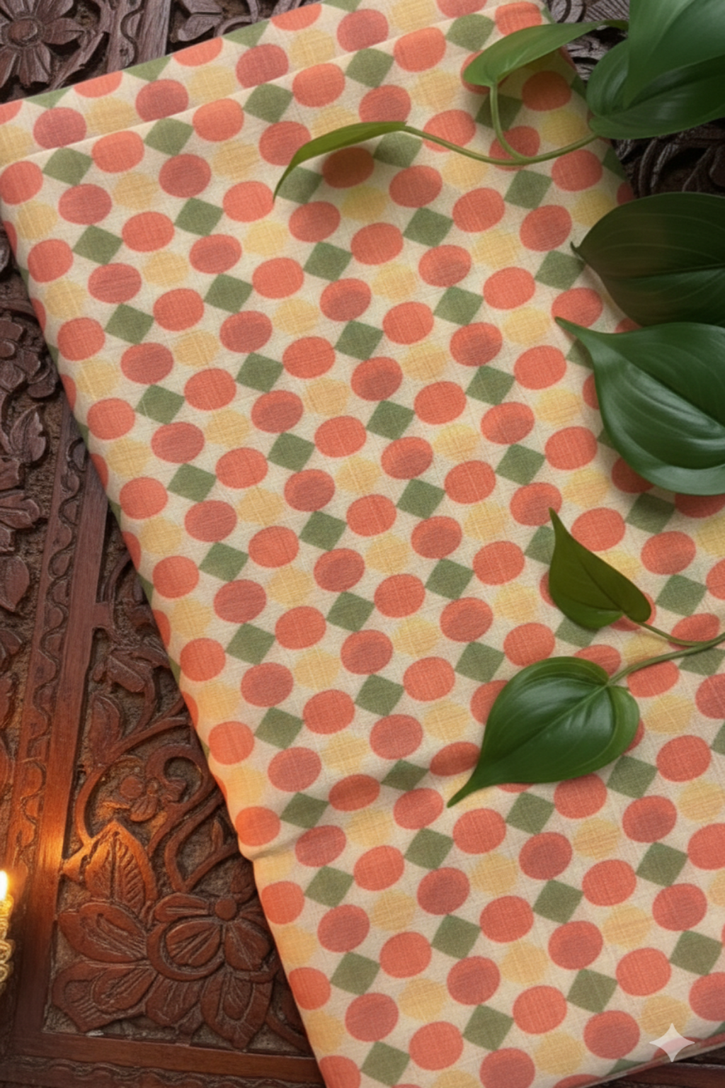 Ivory Base Germetrical Printed Chanderi