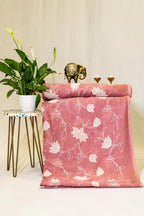 Onion Pink Kota Embroidered Fabric