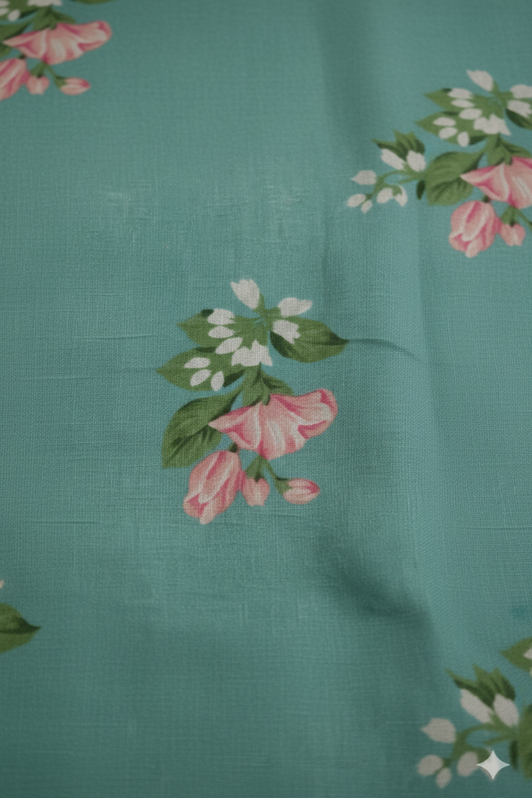 Sea Green Floral Mul Chanderi