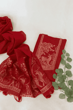 Red Cotton silk suit set