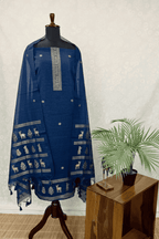 Navy Blue Cotton-Silk Jamdani set