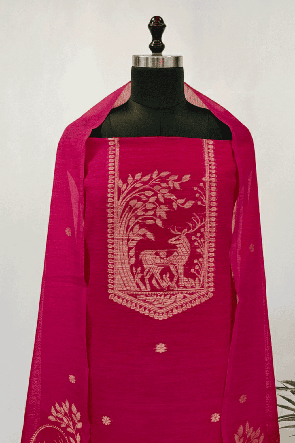 Magenta Pink Cotton silk suit set