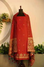 Deep Red Jamdani Suit - House of Ameyam