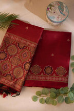 Deep Red Jamdani Suit - House of Ameyam