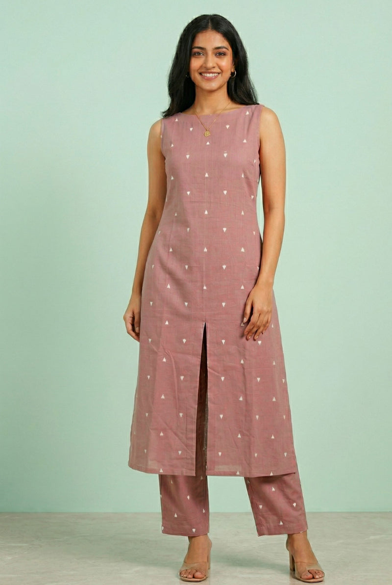 Dusty Pink Malai Chanderi Kurta Set