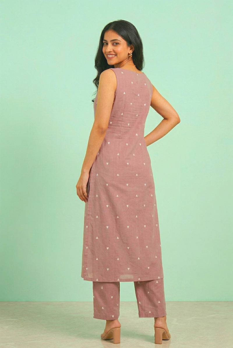 Dusty Pink Malai Chanderi Kurta Set
