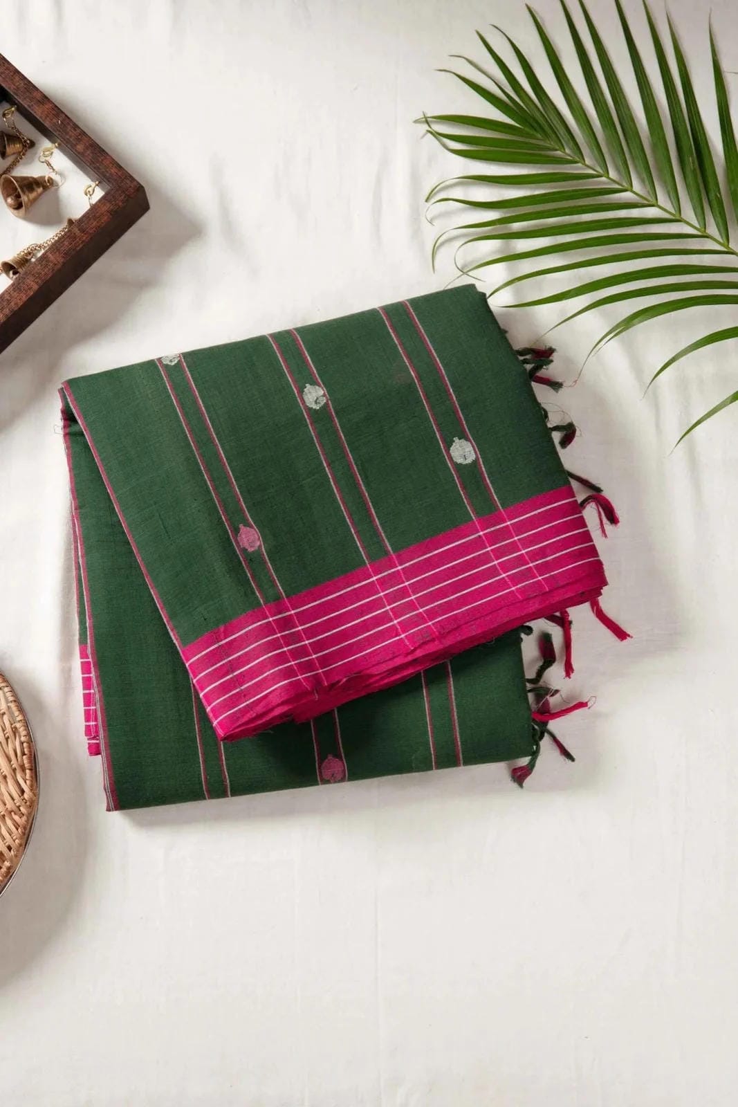 Emerald Handwoven Saree - House of Ameyam