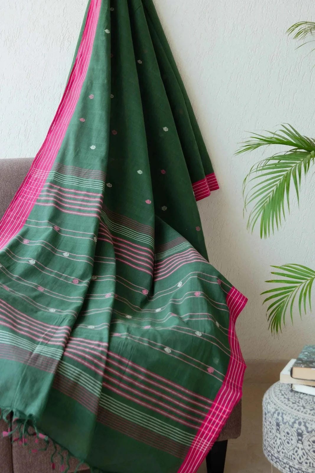 Emerald Handwoven Saree - House of Ameyam