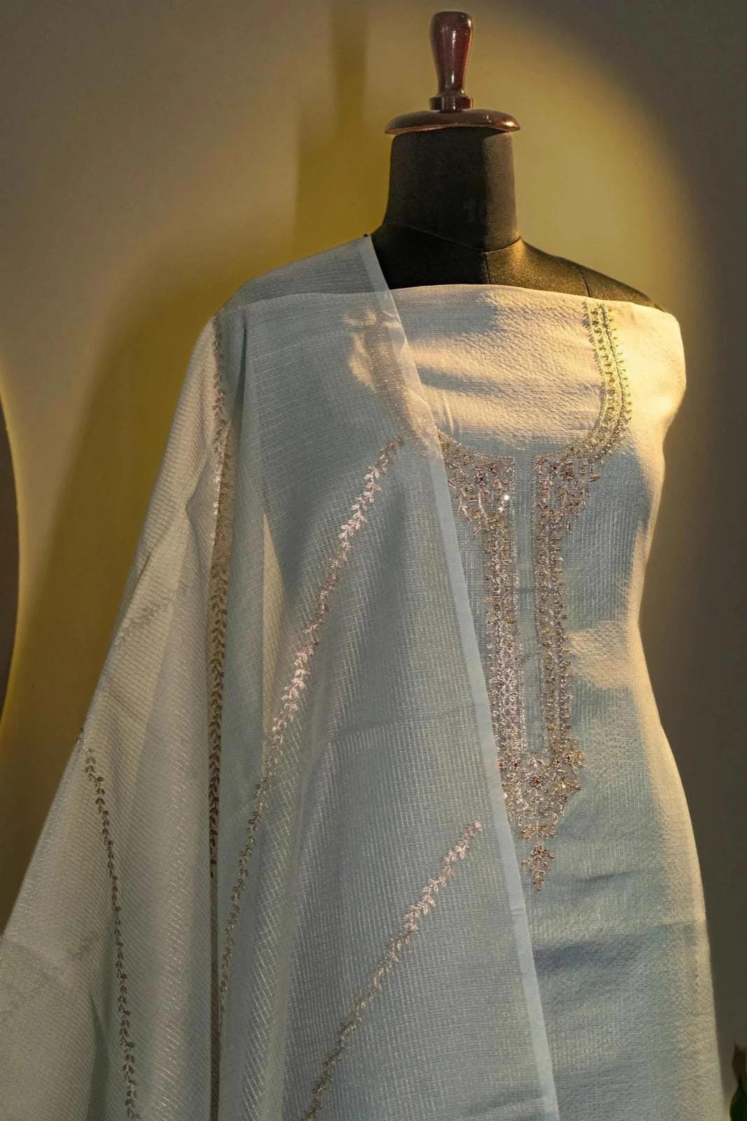 Grey Kota Suit Set Material - House of Ameyam