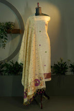 Ivory And Purple Jamdani Suit - House of Ameyam