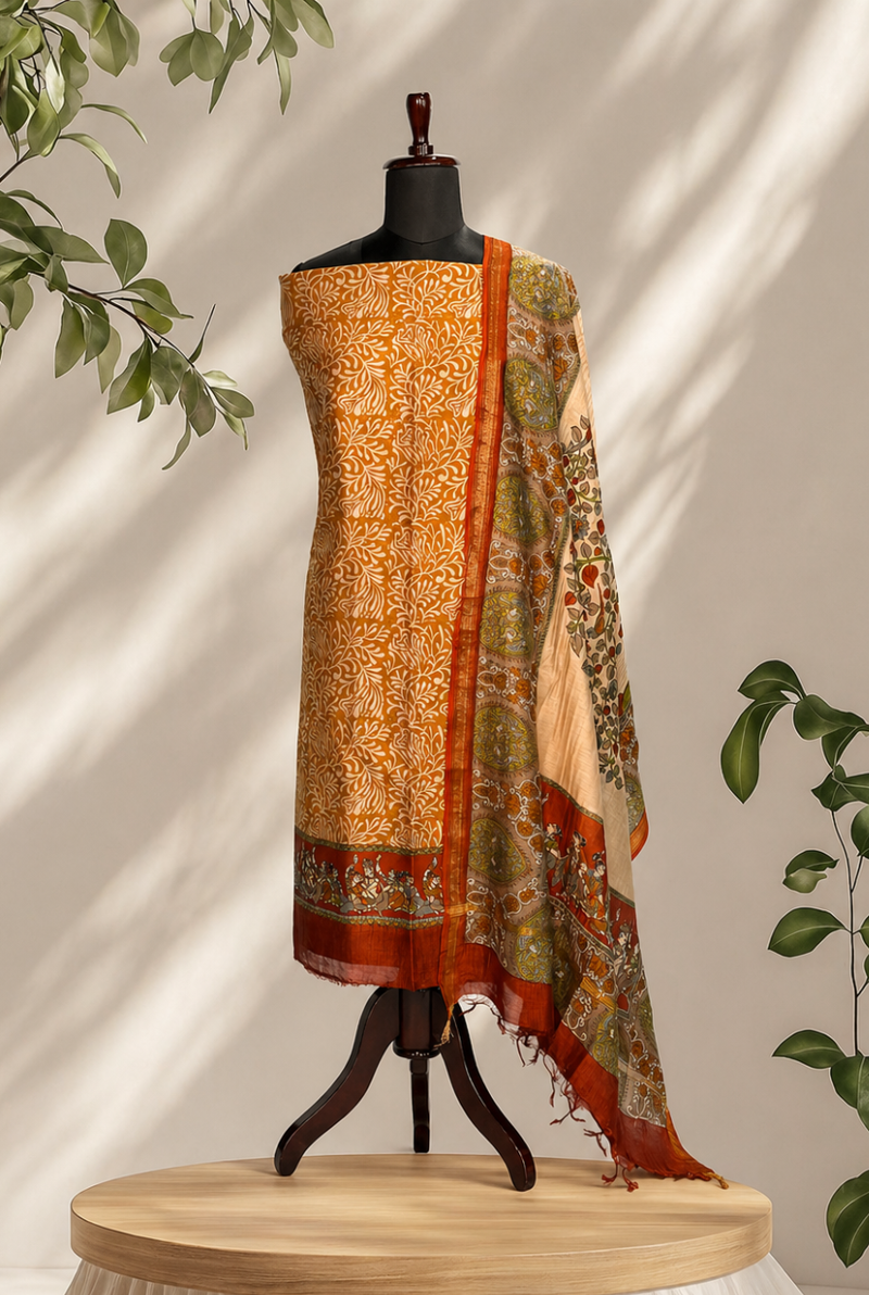 Golden Yellow Maheshwari Set