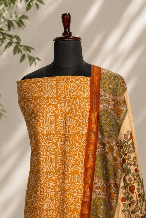 Golden Yellow Maheshwari Set