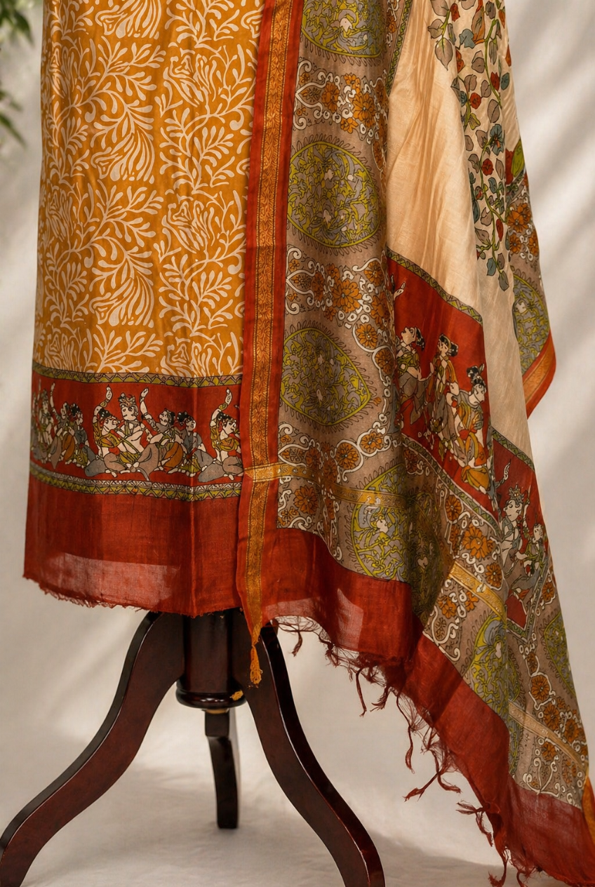 Golden Yellow Maheshwari Set