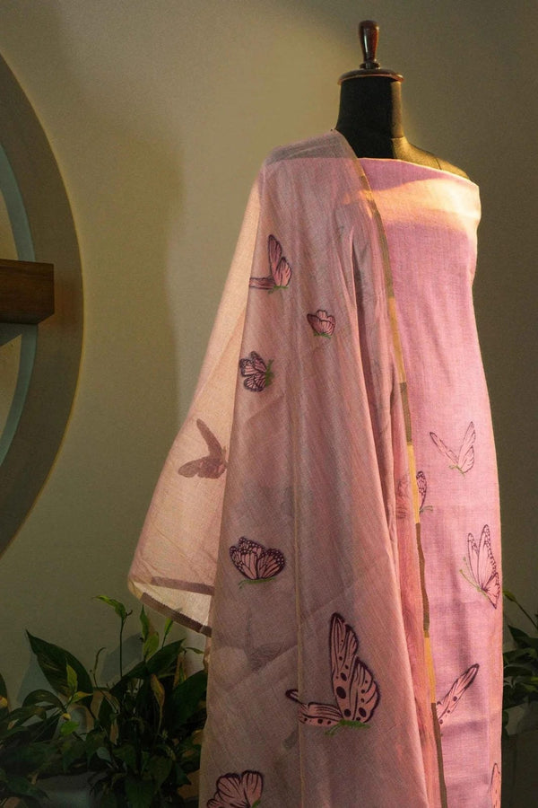 Light Lilac Jamdani Suit Material