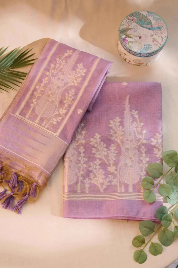 Lavender Jamdani Suit Material