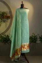 Light Blue Jamdani Suit Set - House of Ameyam
