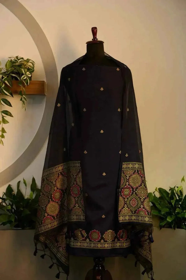 Navi Blue Jamdani Suit - House of Ameyam