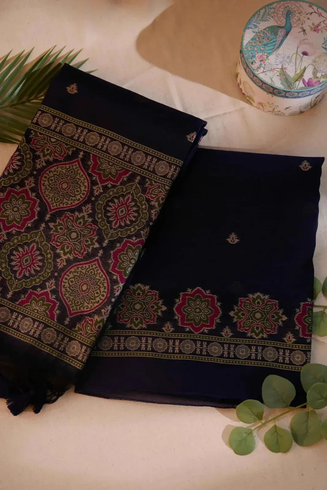 Navi Blue Jamdani Suit - House of Ameyam