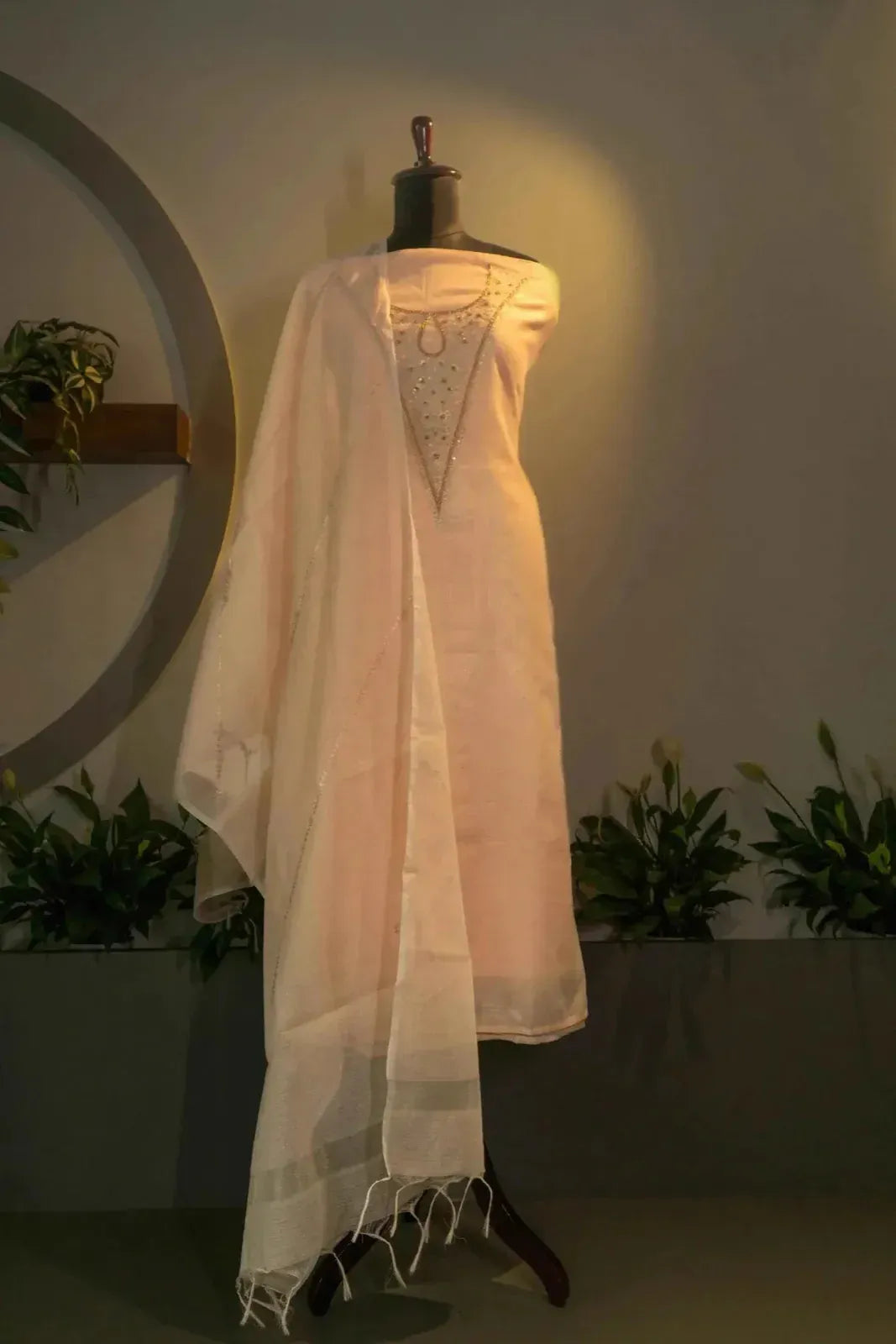 Peach Kota Suit Set Material - House of Ameyam