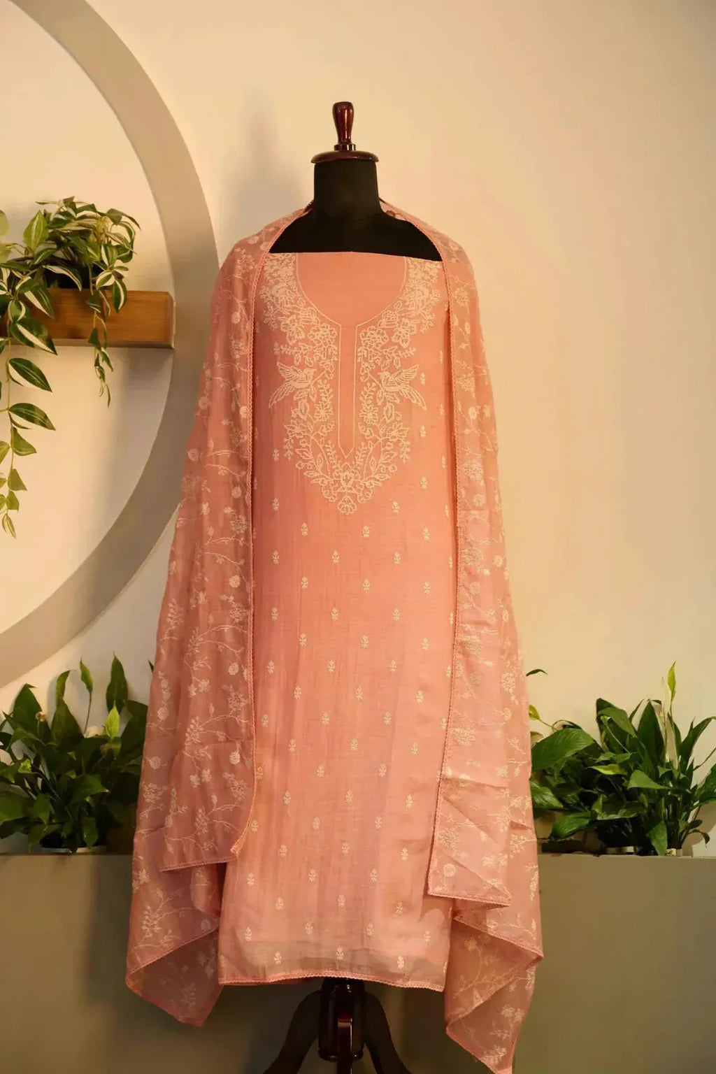 Peach Threadwork Suit - House of Ameyam