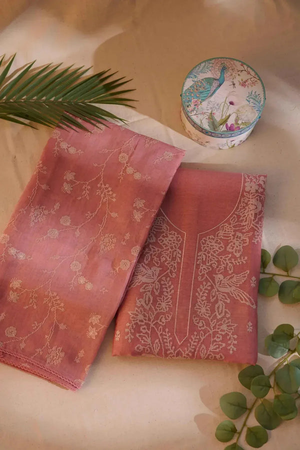 Peach Threadwork Suit - House of Ameyam