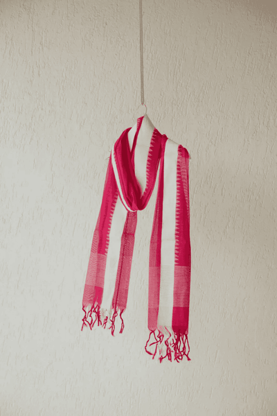Pink Handwoven Dupatta - House of Ameyam