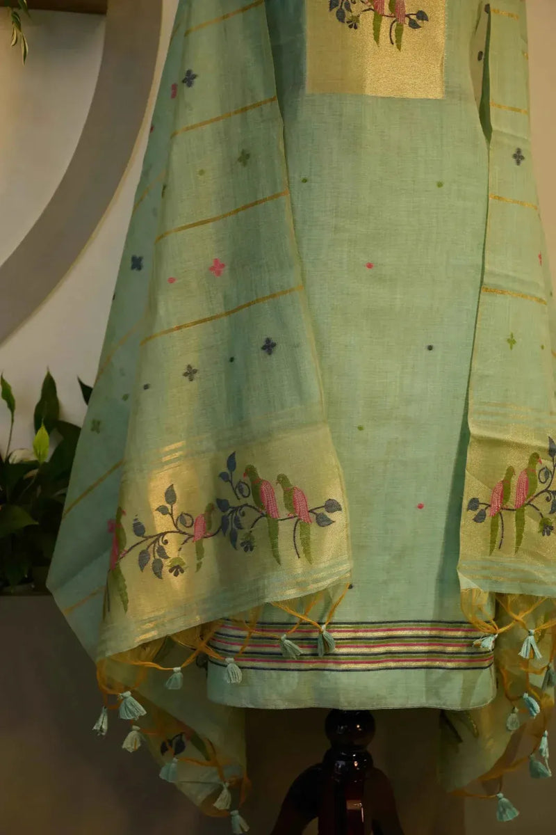 Powder Blue Jamdani Suit - House of Ameyam