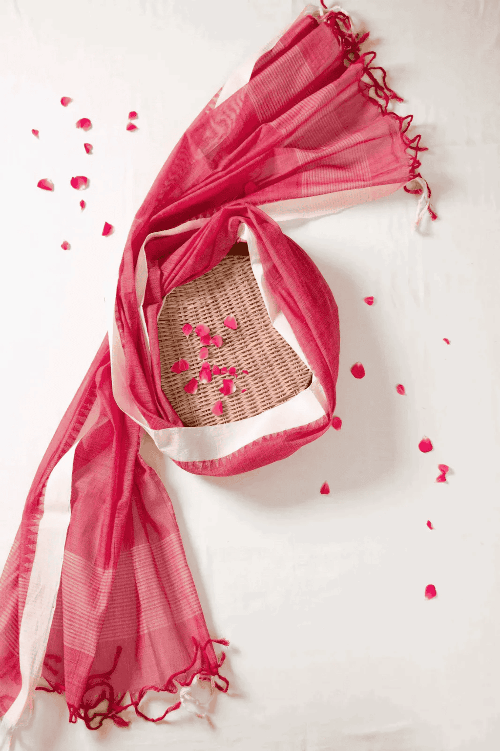 Red Handwoven Dupatta - House of Ameyam