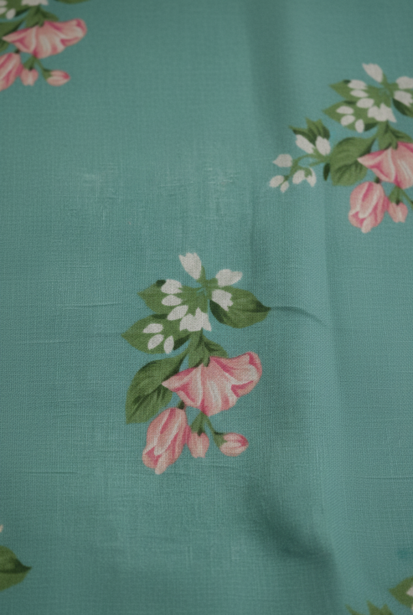 Sea Green Chanderi Printed Kurta