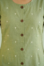 Sage green Button down Kurta Set