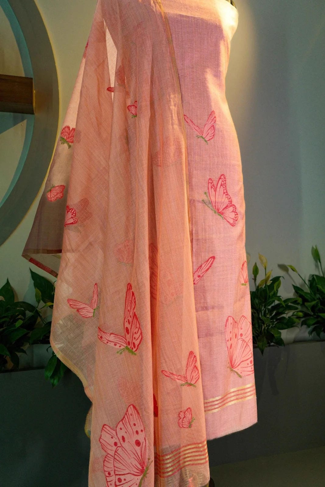 Soft Pink Mul Chanderi - House of Ameyam
