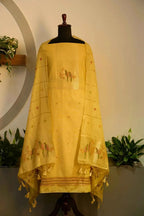 Yellow Jamdani Suit Material - House of Ameyam