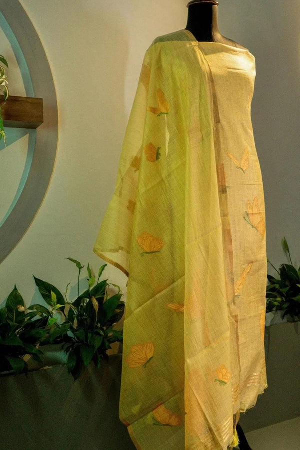 Yellow Jamdani Suit Material